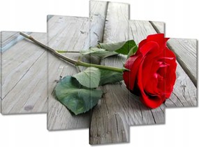 Vászonkép 150x105 Vörös rózsa a deszkákon