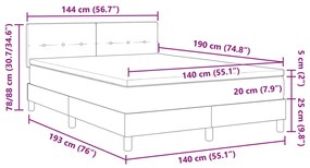 Bokszrugós Ágy Mattal Fekete 140x190 cm Bársony