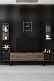 TV szekrény Black Line - Walnut, Black