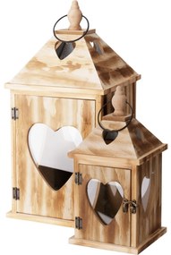 Fából készült lámpás szett Szív, 2 db