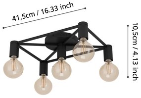 Eglo 43721 - Mennyezeti lámpa SPEKE 5xE27/40W/230V fekete