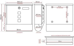 monzana® Postafiók 30,5x8,5x33,5 cm - fehér