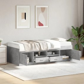 betonszürke kanapéágy fiókkal matrac nélkül 100x200 cm