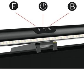 LED érintős monitorvilágítás, állítható fényerő, 5W, 42 cm, 3000-6000K, fekete
