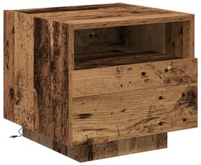 Éjjeli szekrények LED világítással 2 db Régi fa 40x39x37 cm