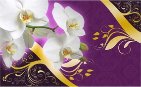 Fotótapéta flizelina Orchideák arany lila minta absztrakt 350x250 +ragasztó