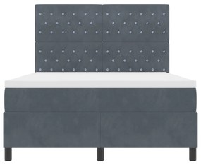 Boxspring Ágy Matraccal Sötétszürke 160x200 cm Bársony