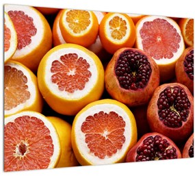 Narancsok és gránátalmák képe (üvegen) (70x50 cm)