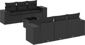 vidaXL 7 részes fekete polyrattan kerti ülőgarnitúra párnával