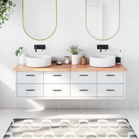 világosbarna kezelt tömör fa fürdőszobai pult 180x60x(2-4) cm