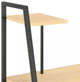 fekete és tölgyszínű íróasztal polcrendszerrel 102x50x117 cm