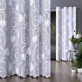 Jacquard készfüggöny szalaggal Magnolia 300x250 cm fehér S672B