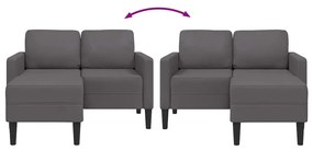 szürke műbőr 2 üléses kanapé L-alakú kanapéval 125 cm