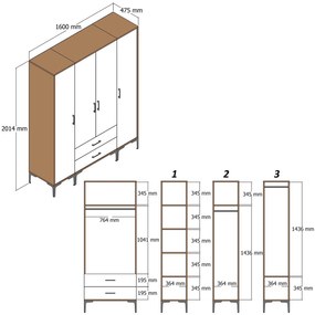 Ruhásszekrény Kiara STS (dió + antracit). 1088349