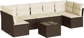 vidaXL 8 részes barna polyrattan kerti ülőgarnitúra párnákkal