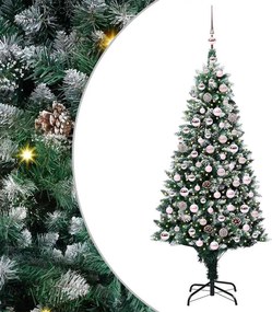 vidaXL Mű karácsonyfa 300 LED-del Zöld 180 cm PVC és Acél és Műanyag