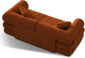 Terrakotta színű bársony kinyitható kanapé 206 cm Kemi – Cosmopolitan Design
