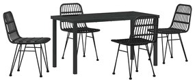 vidaXL Kert étkező szett 5 pcs Fekete Porszórt acél