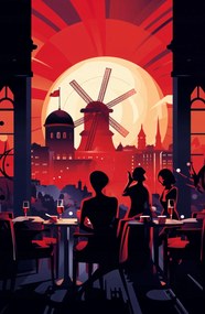 Poszter 53x81cm Esti bálok a szélmalomnál