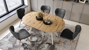 Mazzoni ALDO Artisan tölgy/bézs lábak - BŐVÍTHETŐ KEREK ASZTAL „Y” ALAKÚ LÁBAKKAL LOFT/IPARI STÍLUSÚ NAPPALIBA/ÉTKEZŐBE