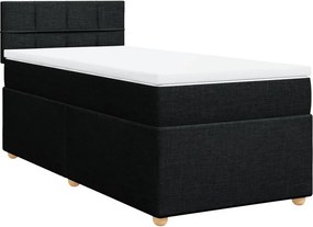 vidaXL fekete szövet rugós ágy matraccal 100 x 200 cm