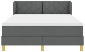Boxspring Ágy Mattal - Sötétszürke, 160x200 cm Szövet