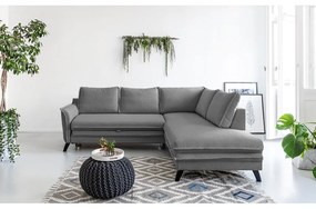 Charming Charlie L sötétszürke kinyitható sarokkanapé, jobb oldali - Miuform