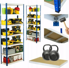 Tárolószekrény fém állvány Helios 270x90x50cm 7Px275kg Tömör Magas