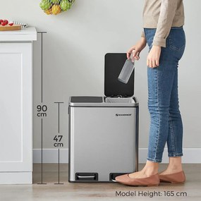 Szelektív szemeteskuka 2x15L, ezüst