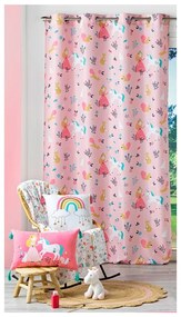 Rózsaszín függöny 140x260 cm Princesse Licorne – douceur d'intérieur