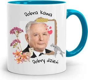 Kék Vicces Bögre Jaroslaw Kaczynski fényképes nyomattal