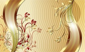 Fotótapéta Arany virágok absztrakt vörös-barna elegancia 200x140 +ragasztó