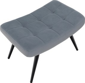 Fotel lábtartóval, szürke Velvet szövet/fekete, HABEN