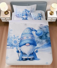 Pamut ágynemű BLUE GNOME fehér + 45 x 45 cm díszpárnahuzat ingyen Ágyneműhuzat mérete: 70 x 90 cm | 140 x 200 cm