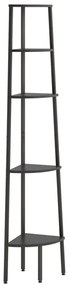 5 szintes fekete sarokpolc 45,5 x 31,5 x 180 cm