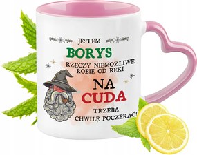 Borisz Bögre Rózsaszín Szív Alakú Füllel Kávé Ajándék