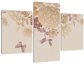 Kép - szüret virágok és pillangók (90x60 cm)