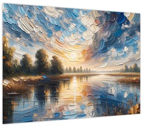 Üveg kép - Napfestmény a víz felett (70x50 cm)