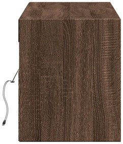 barna tölgy színű fali TV-szekrény LED-ekkel 140 x 31 x 38 cm