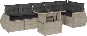 vidaXL 7 részes világosszürke polyrattan kerti ülőgarnitúra párnákkal