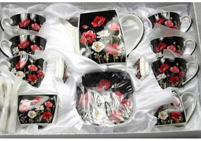 Pipacsos porcelán teás- kávéscsésze készlet 6 személyes