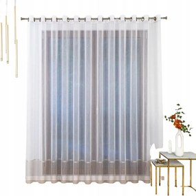 Napellenző függöny 450x280 cm bézs csíkkal – átvezetőkkel Lengyelországban varrva.