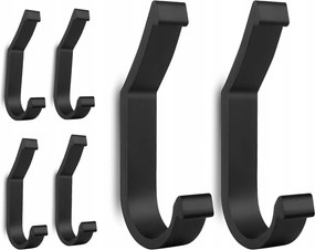 Fali akasztó fürdőszoba nappaliba acél 6db-os szett fekete szín