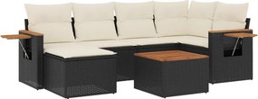 vidaXL 7 részes fekete polyrattan kerti ülőgarnitúra párnával