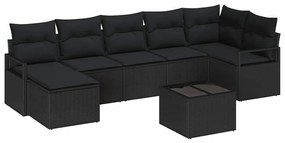 vidaXL Kanapé Szett párnával 8 pcs Fekete polirattan