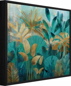 Vászonkép Fekete Keretben Fém Levelek Dzsungel Loft Nappali Hálószoba 50x50