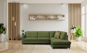 Széthúzható ülőgarnitúra, olíva zöld, jobbos, ERMON ROH