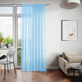 LUNARE kék függöny hímzett mintával 140x250 cm
