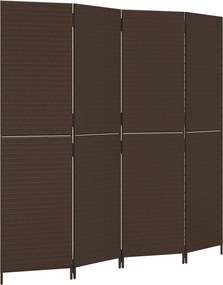 vidaXL barna 4 paneles polyrattan térelválasztó