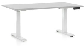 OfficeTech D állítható magasságú asztal, 120 x 80 cm, fehér alap, világosszürke